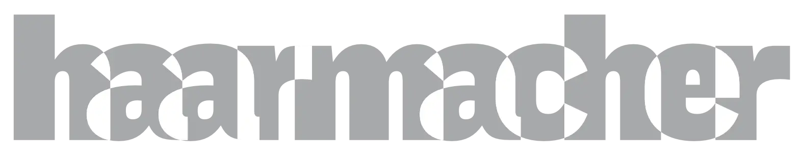 haarmacher Logo, grau, weiß